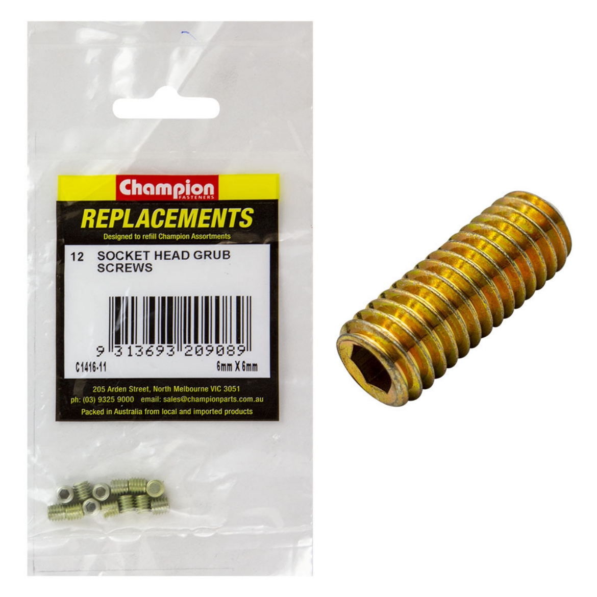 Picture of 6mm x 6mm MET GRUB SCREWS (Pkt.12)
