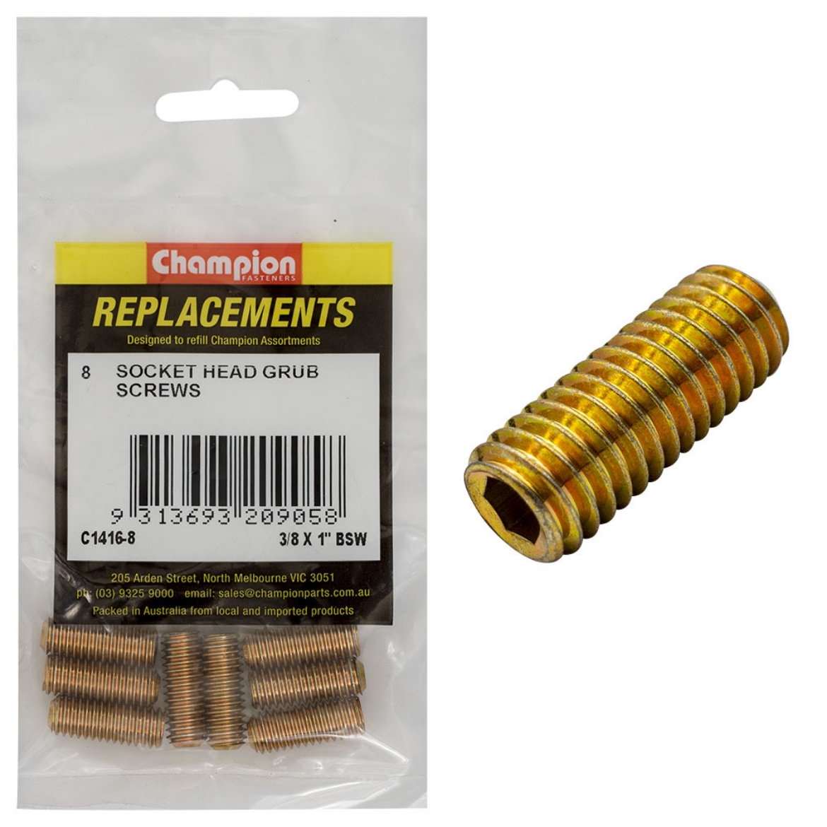 Picture of 3/8 x 1 BSW GRUB SCREWS (Pkt.8)