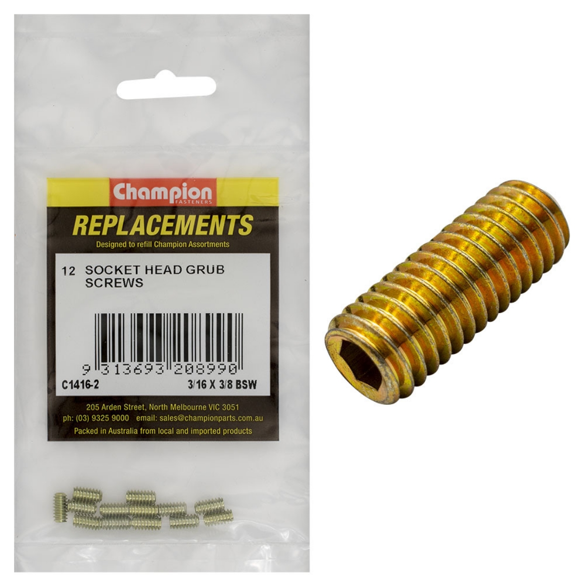 Picture of 3/16 x 3/8 BSW GRUB SCREWS (Pkt.12)