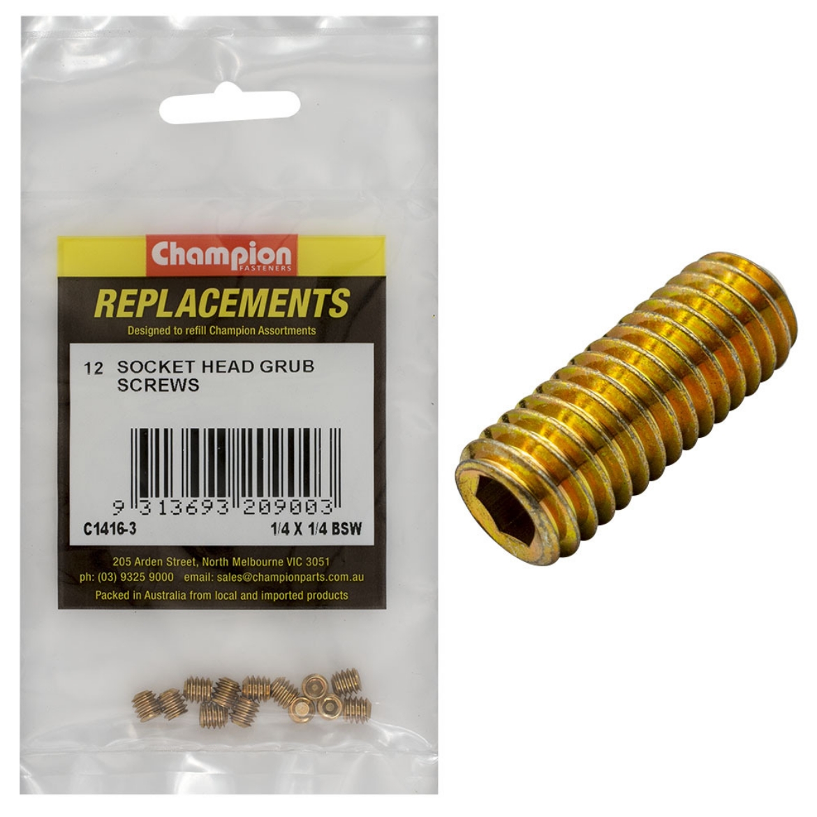 Picture of 1/4 x 1/4 BSW GRUB SCREWS (Pkt.12)