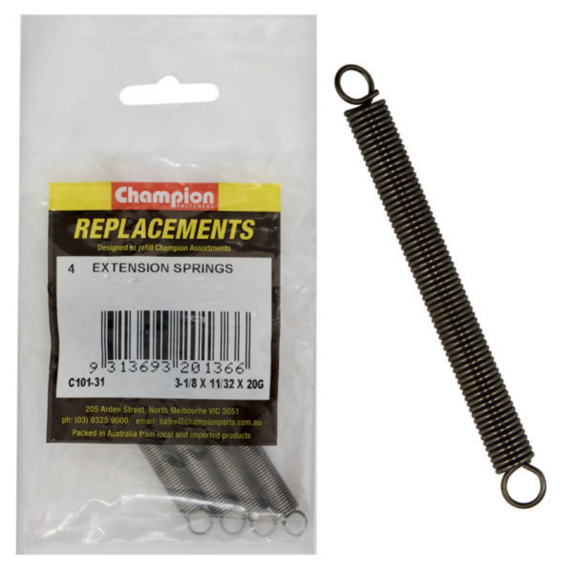 Picture of 3-1/8 x 11/32 EXTENSION SPRING (Pkt.4)