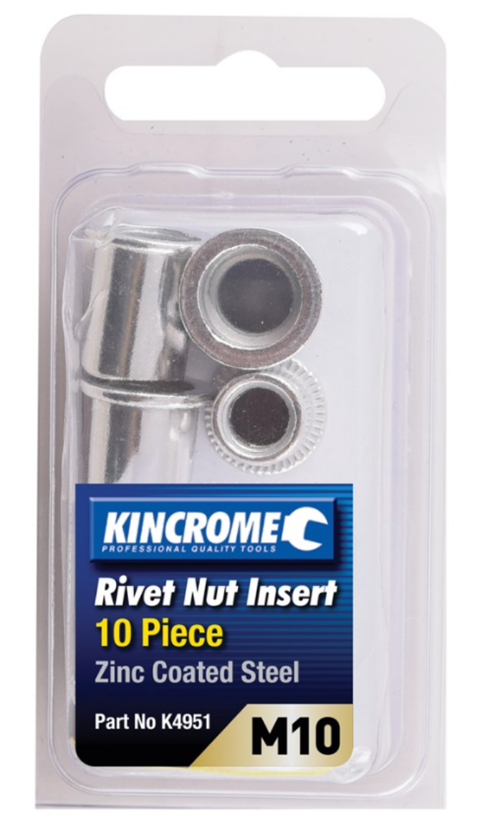 K4951 KINCROME Nutsert Rivet M10 (Zinc Coated Steel) 10 Pack The