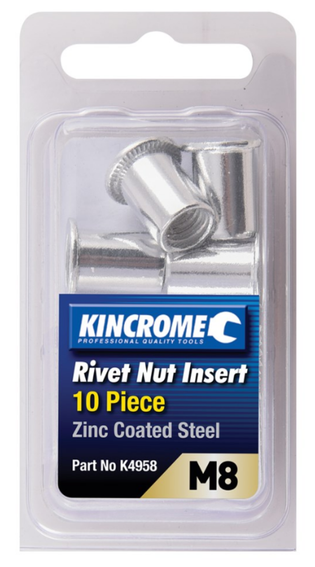 Picture of KINCROME Rivet Nut Insert M8 (Zinc Coated Steel) - 10 Pack