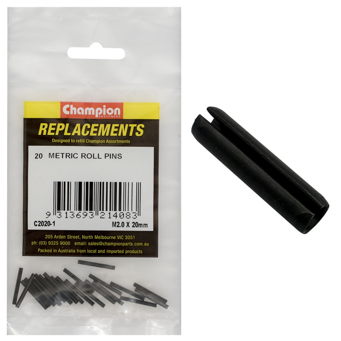 C20201 2.0 x 20 METRIC ROLL PINS (Pkt.20) The Boss Shop Queensland
