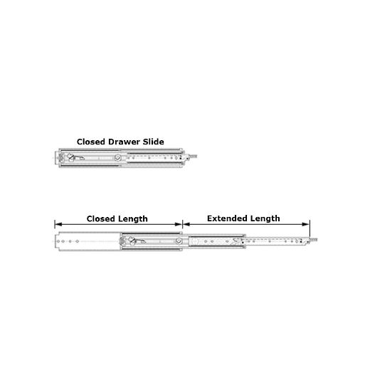 Picture of Drawer Slide - 500mm - 60KG - Locking - Zinc Plated - Side Mounting