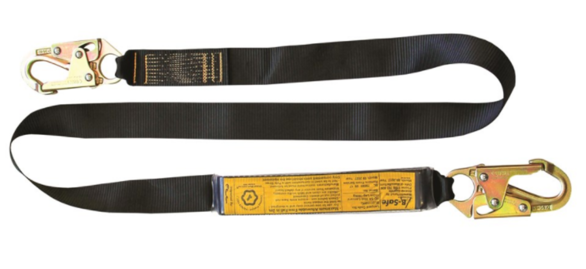 Picture of B-Safe shock absorbing lanyard with webbing snap hooks - double actioned