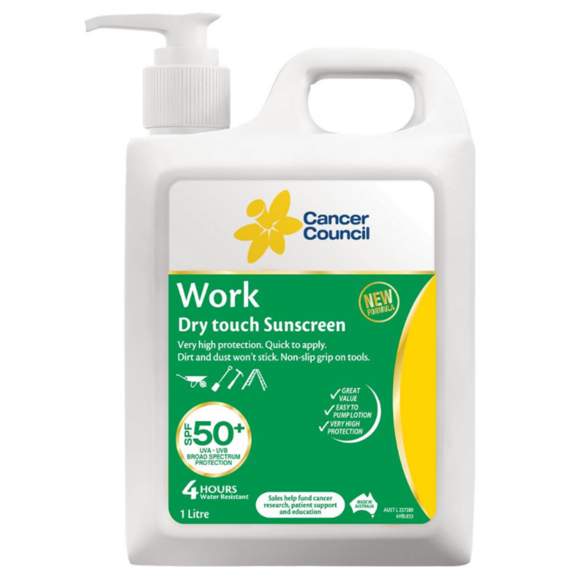Picture of Cancer Council Sunscreen 50+ Work 1Ltr Pump Pack
