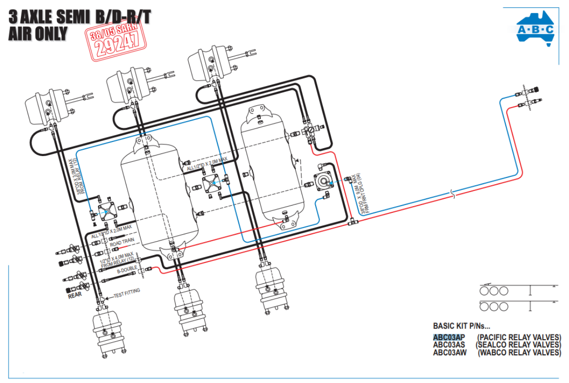 Picture of 3 AXLE SEMI TRI AXLE BRAKE KIT (AIRTANKS,PLUMBING,VALVES)