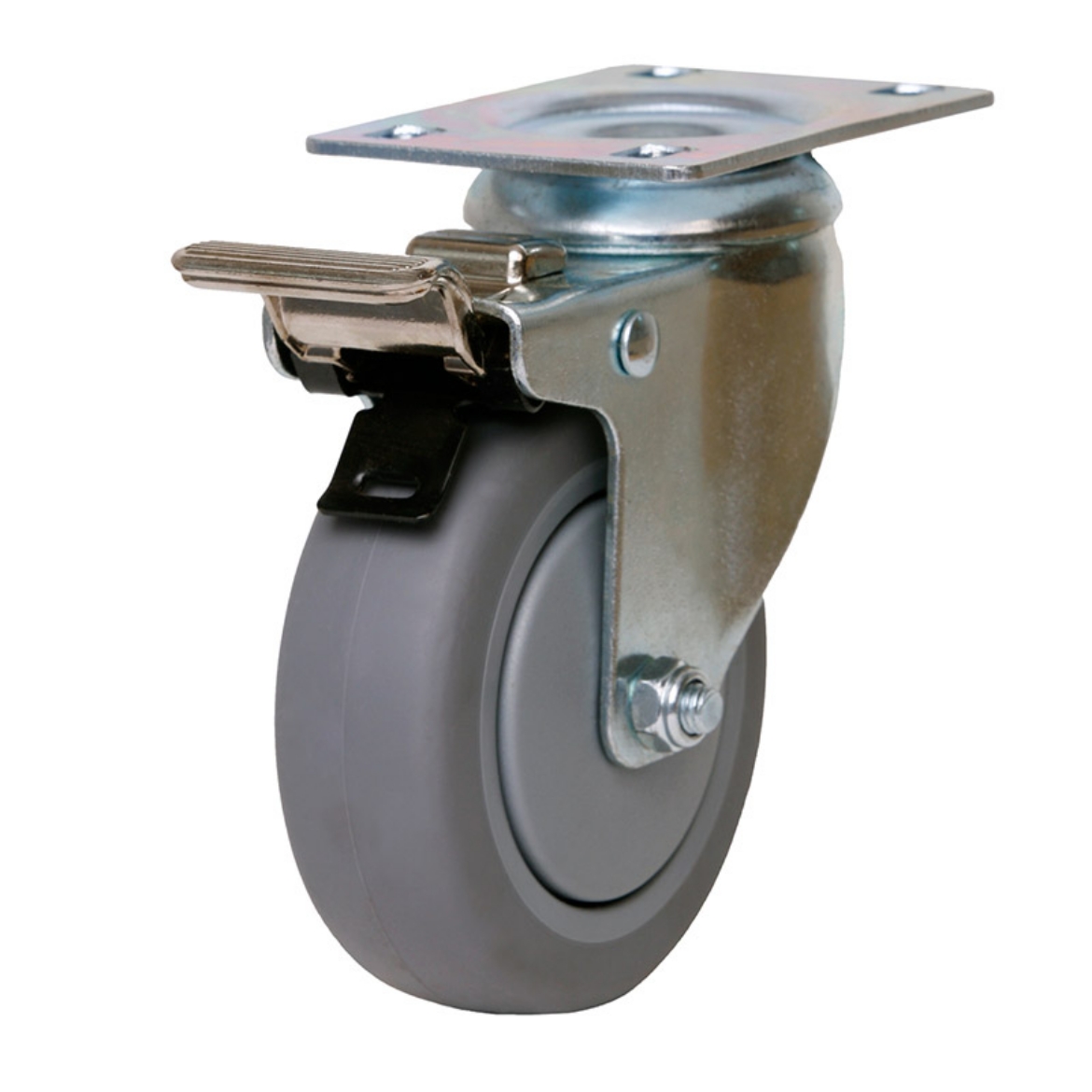 Picture of 100mm Inst Rubber Wheel 80kg Capacity Castor With Brake (S4425B)