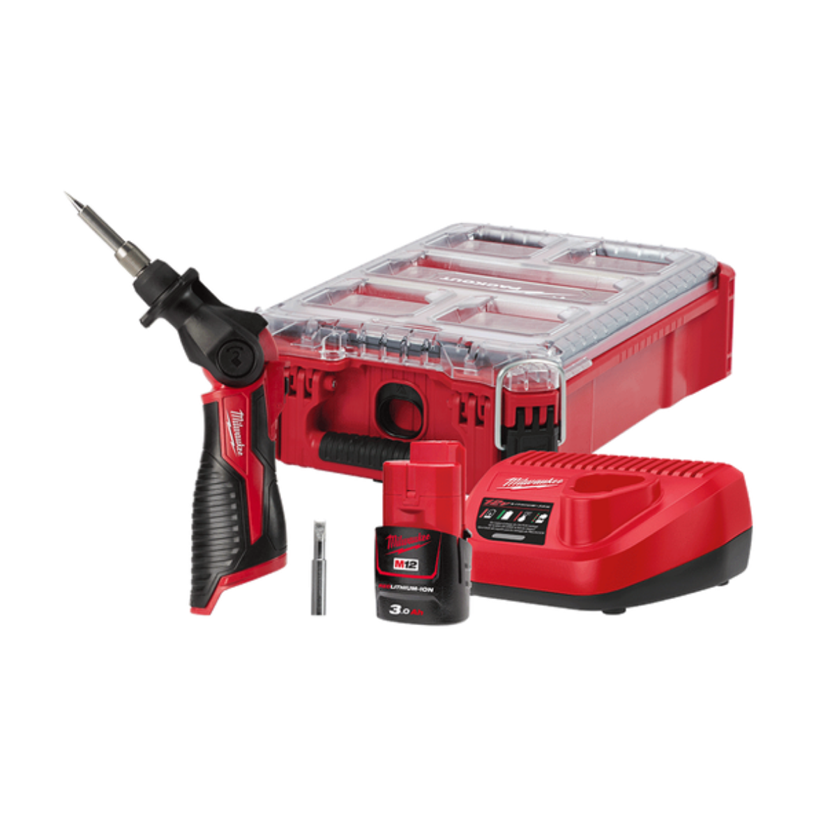 Picture of MILWAUKEE M12 Soldering Iron Kit (Soldering Iron, 3.0Ah Battery, C12C Charger, Packout Organiser)