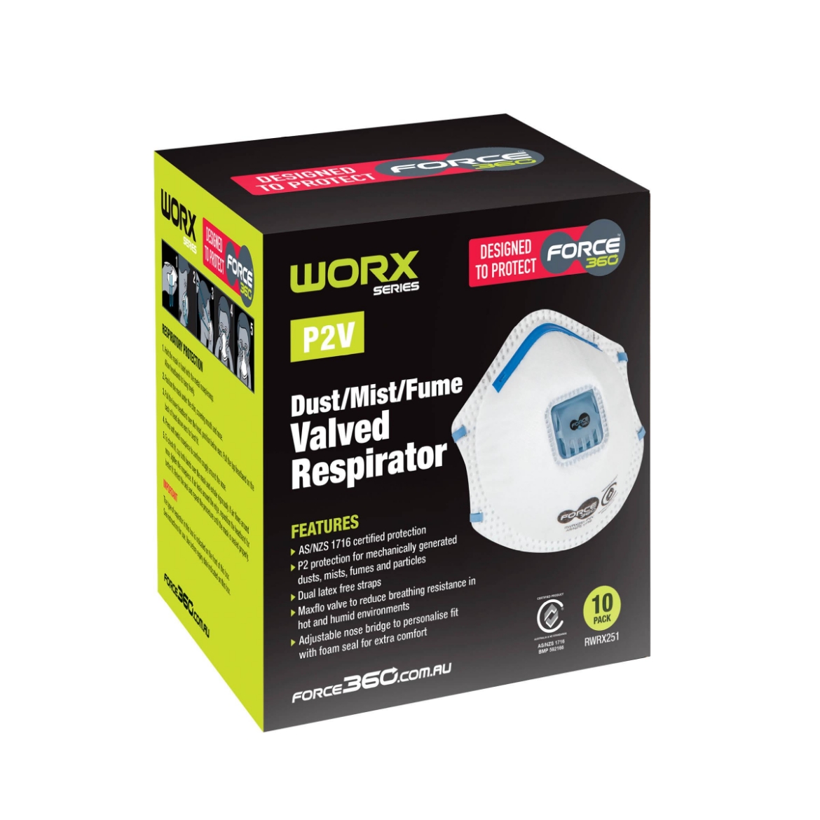 Picture of Force360 P2V Disposable Respirator (10 Per Box)