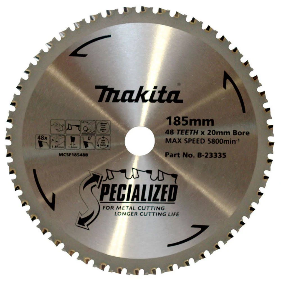 Picture of MAKITA 185MM 48T TCT CIRCULAR SAW BLADE FOR METAL CUTTING - SPECIALISED