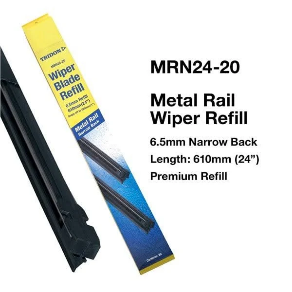 Picture of WIPER REFILL METAL RAIL - NARROW BACK 6.5MM X 610MM (24") Pkt.20