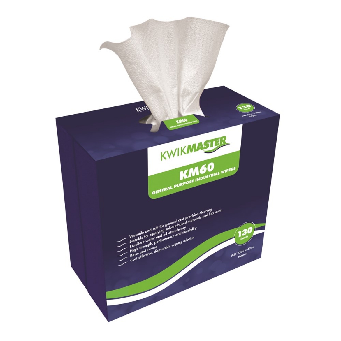 Picture of Kwikmaster KM60 Industrial Wipers - White 130 sheets 23x42cm