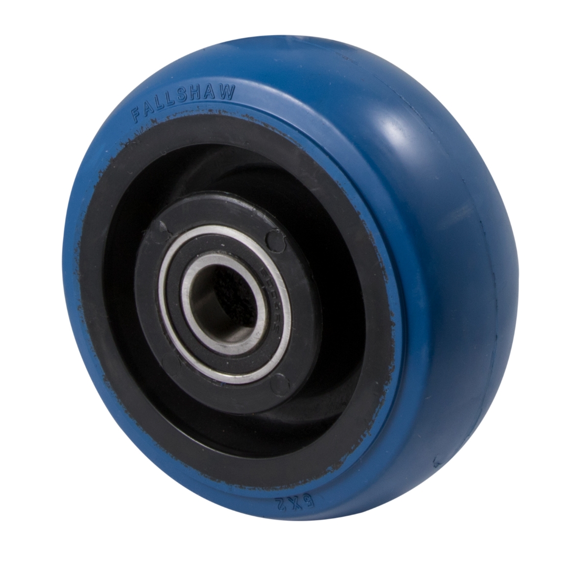 Picture of O Series Hi-Res Blue Rubber Wheel 125mm Diameter x 50mm Width, Precision Bearing, 60mm Hub, 20mm Bore Reduced to 1/2" with Bush, 350kg Load Rating