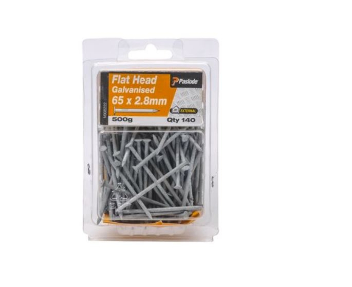 Picture of Paslode 65 x 2.8mm 500g Flat Head Galvanised Nails - 140 Pack