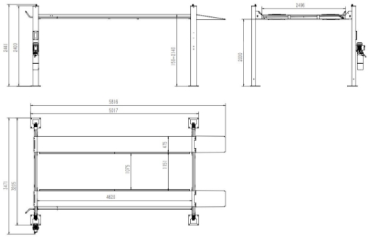 Picture of 4 Post Car Hoist 4500kg Extra High and Wide Model