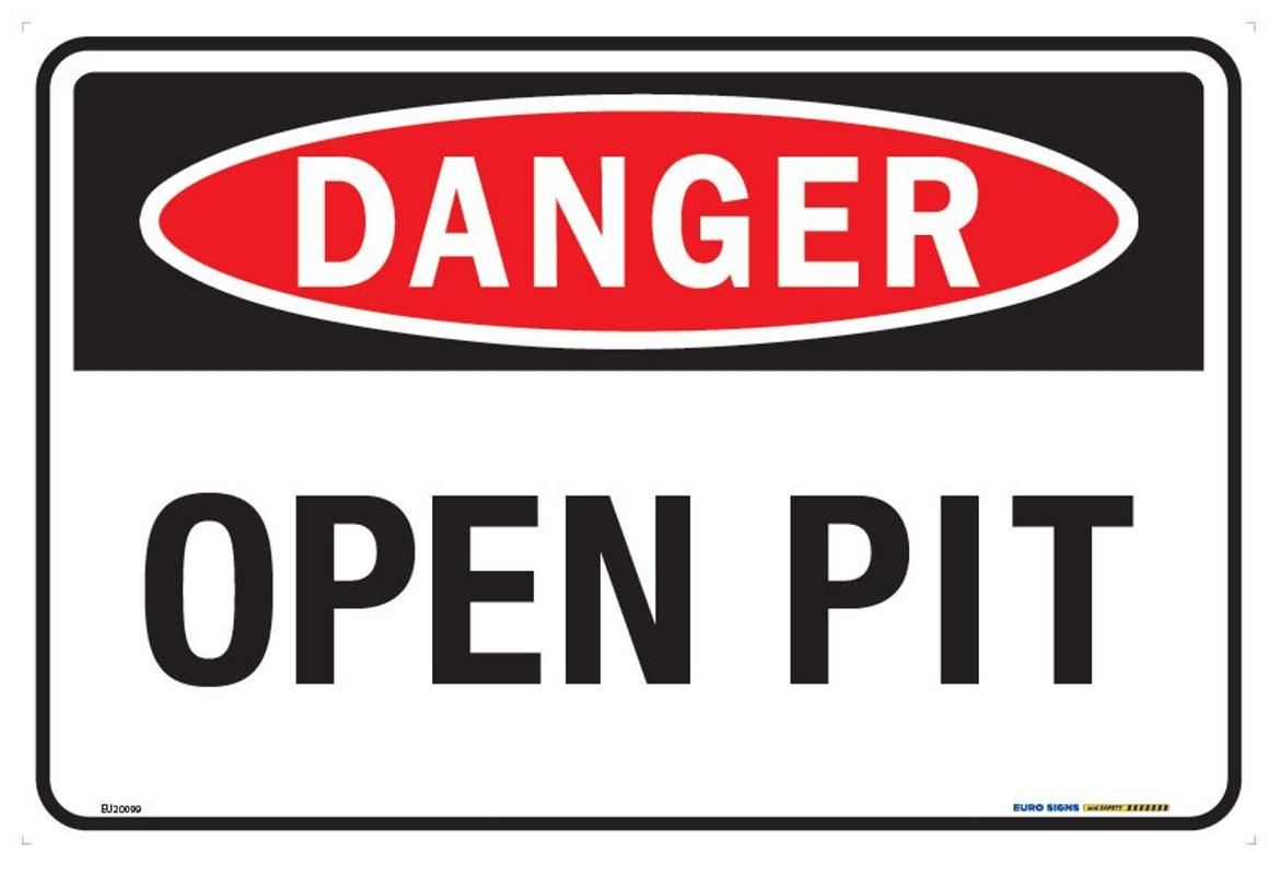 Picture of SIGN DANGER OPEN PIT 450X300 MTL Complies To Standard AS 1319:1994
