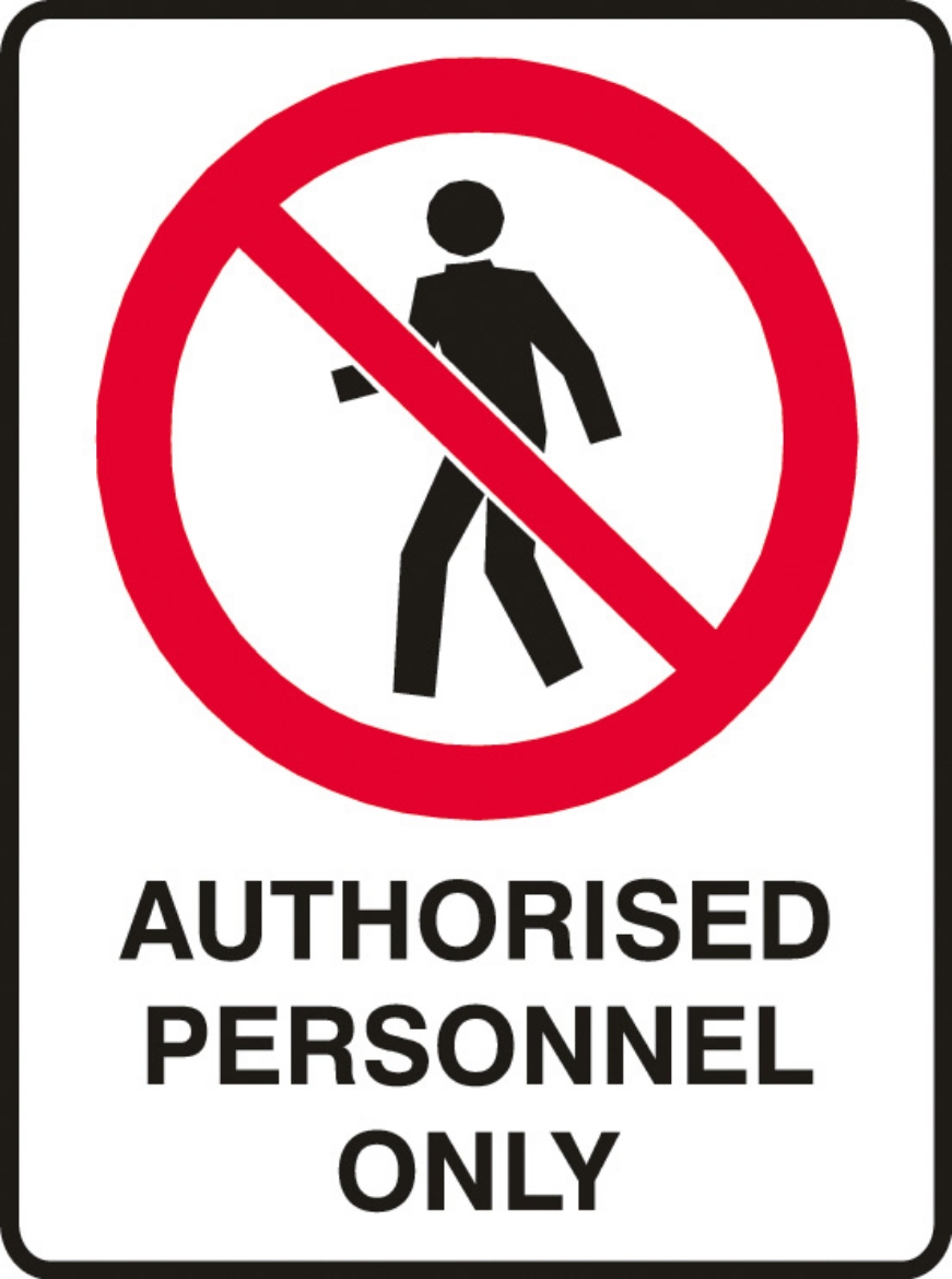 Picture of SIGN AUTHORISED PERSONNEL.. 450X300 MTL AUTHORISED PERSONNEL ONLY BLACK/RED/WHITE
