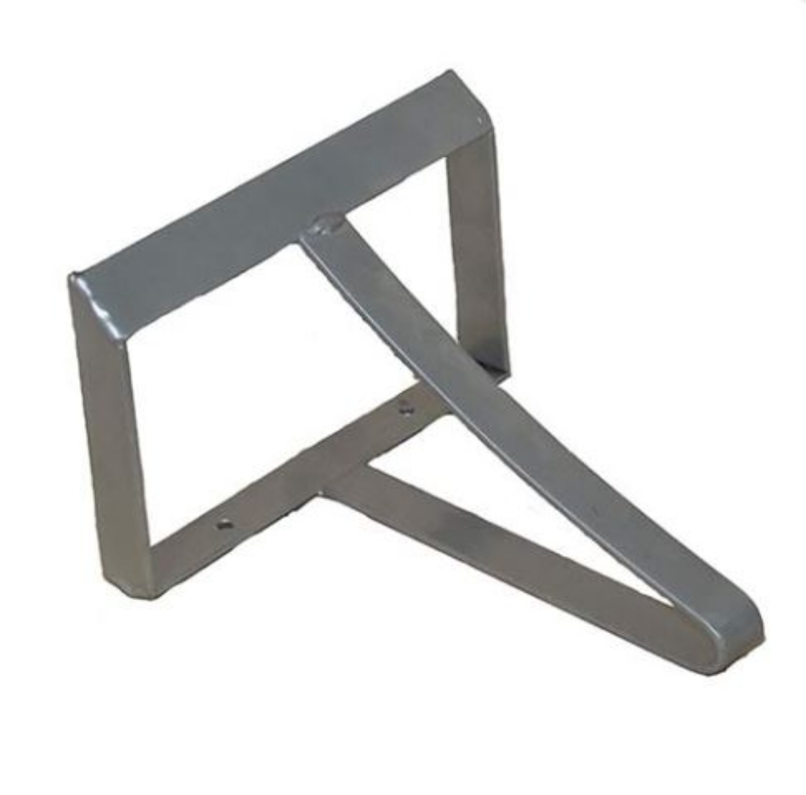 Picture of Metal Bracket to Suit 10774 Urethane Wheel Chock 
310mm (W) x 150mm (D) x 60mm (H)
Has 2 Holes in Bracket for Bolting Down
Grey in Colour