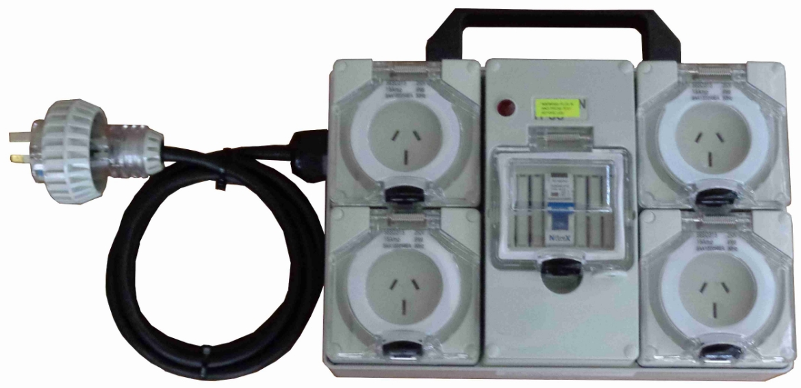 Picture of Industrial Power board - 240V 10 Amp with 4 RCBO protected outlets. 56 Series