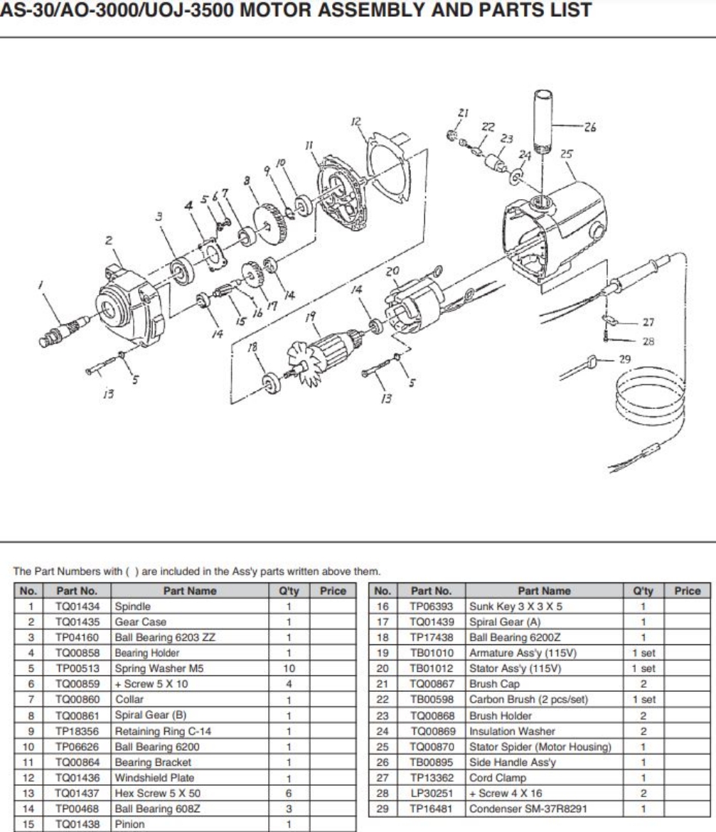 Picture of NITTO Carbon Brush Assembly for AS30