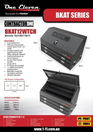 Picture of CONTRACTORONE STEEL TRUCK BOX - CHARCOAL (1210 x 600 x 750MM)