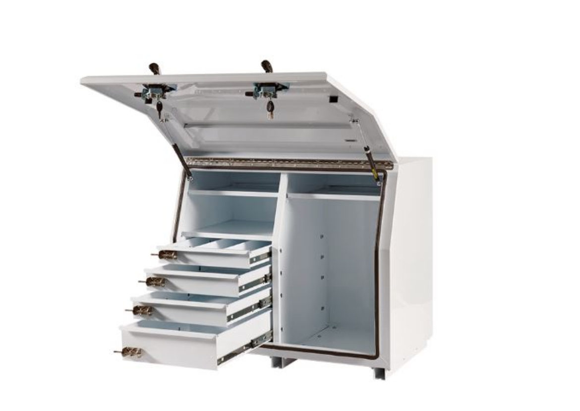 Picture of PARAMOUNT 850H SERIES STEEL MINEBOX - 4 DRAWER - WHITE (1280 X 616 X 850MM)