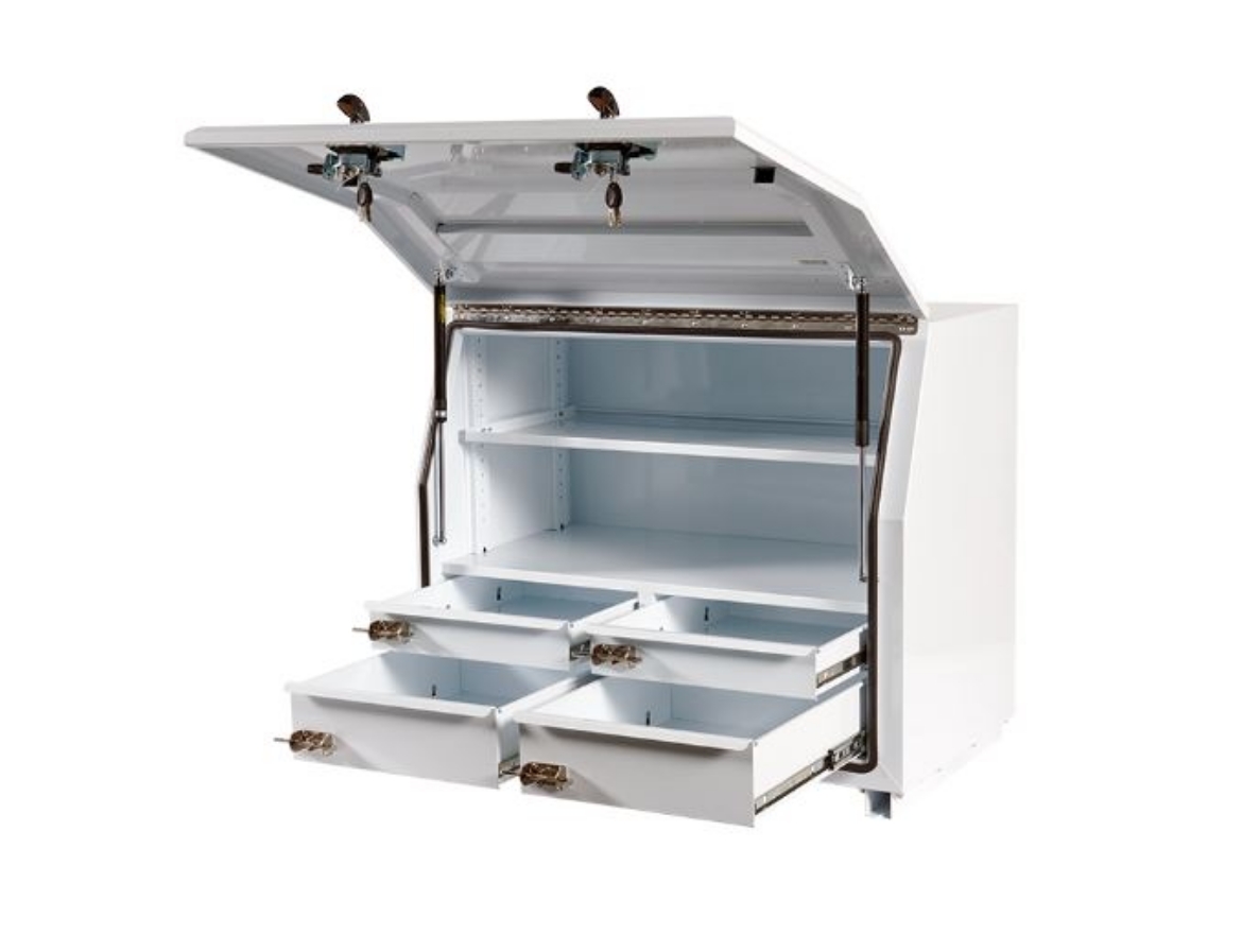 Picture of PARAMOUNT 850H SERIES STEEL MINEBOX - SIDE BY SIDE - 4 DRAWERS - WHITE (1280 X 616 X 850MM)