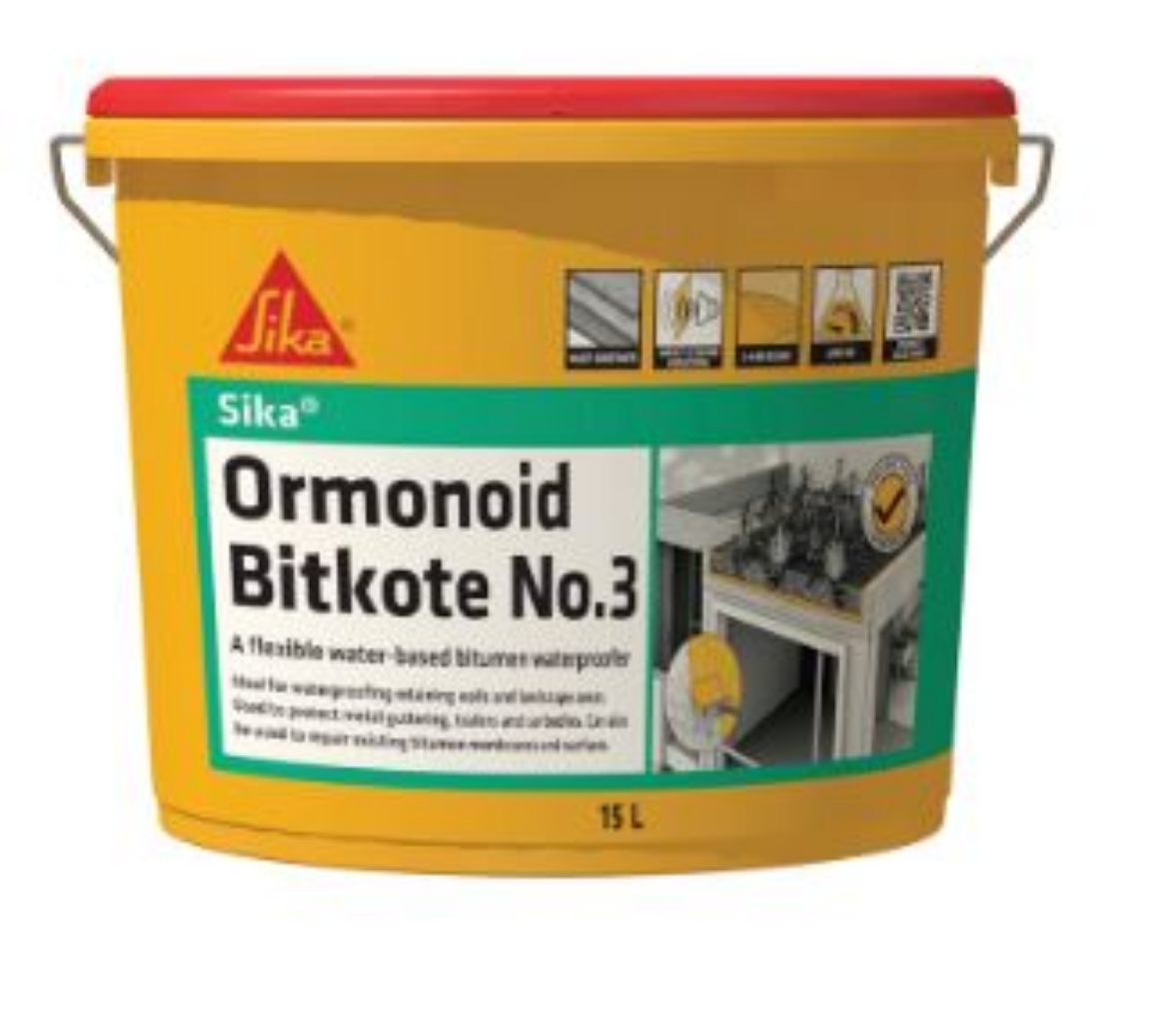 Picture of Ormonoid Bitkote No.3 Bitumen Waterproofer 1L Sika