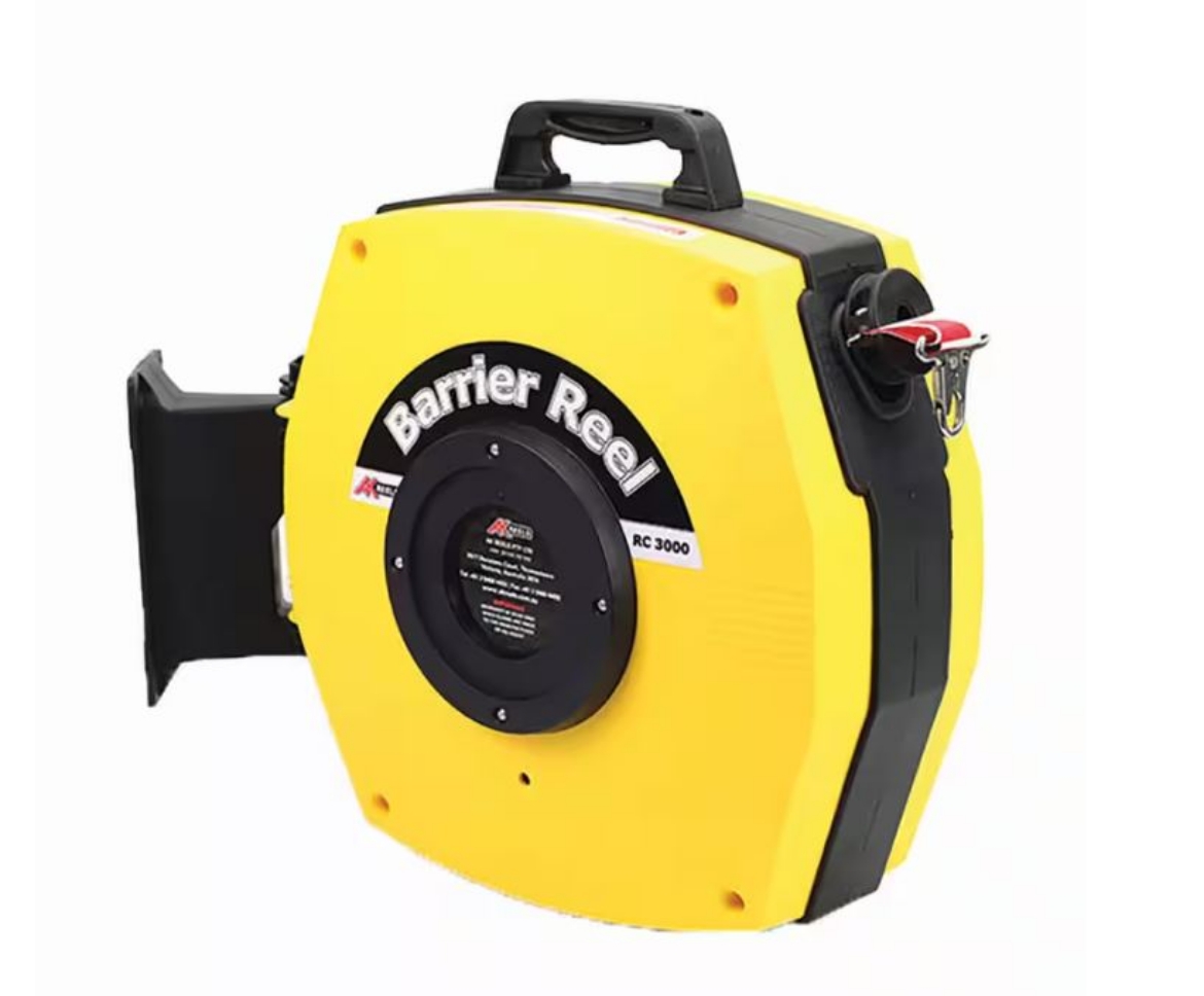 Picture of AK Reels Safety Barrier Reel - Retractable - "CAUTION" Tape - Yellow Gold - 15m