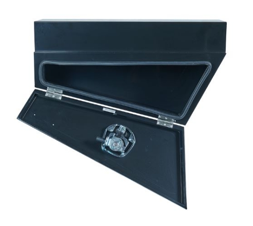 Picture of PARAMOUNT TAPERED UNDER TRAY STEEL TOOLBOX - LEFT OF WHEEL - BLACK (750L X 260W X 405H)