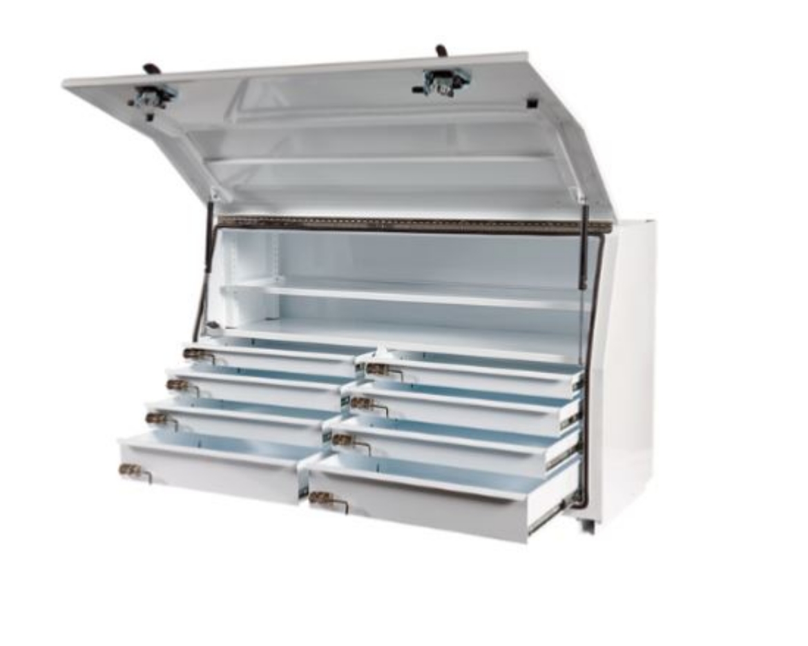 Picture of PARAMOUNT 950H SERIES STEEL MINEBOX TOOLBOX - 8 INTERNAL DRAWERS - WHITE (1280 X 616 X 950MM)