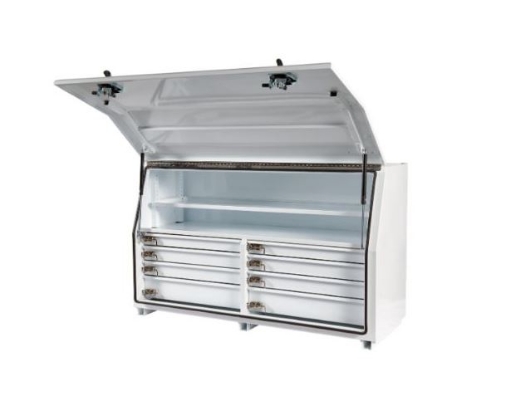Picture of PARAMOUNT 950H SERIES STEEL MINEBOX TOOLBOX - 8 INTERNAL DRAWERS - WHITE (1280 X 616 X 950MM)
