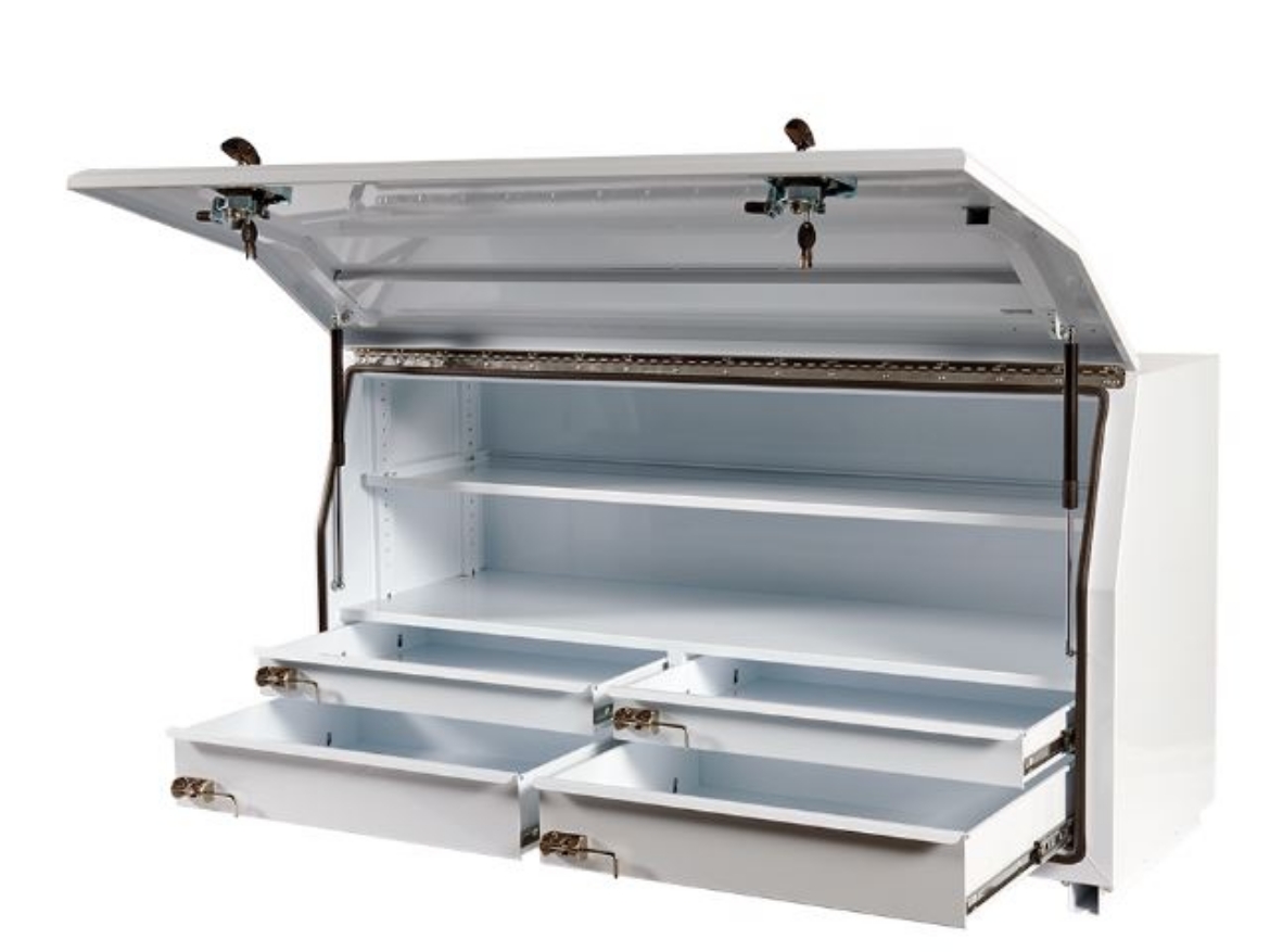 Picture of PARAMOUNT 850H SERIES STEEL MINEBOX - SIDE BY SIDE - 4 DRAWERS - WHITE (1565 X 616 X 850MM)