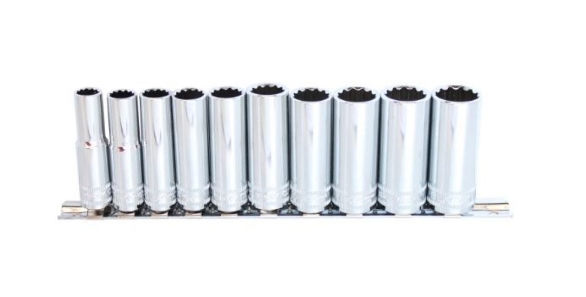 Picture of SOCKET DEEP RAIL 1/4" DR 12PT 9PC SAE - 3/16, 7/32, 1/4, 9/32, 5/16, 11/32, 3/8, 7/16 & 1/2”