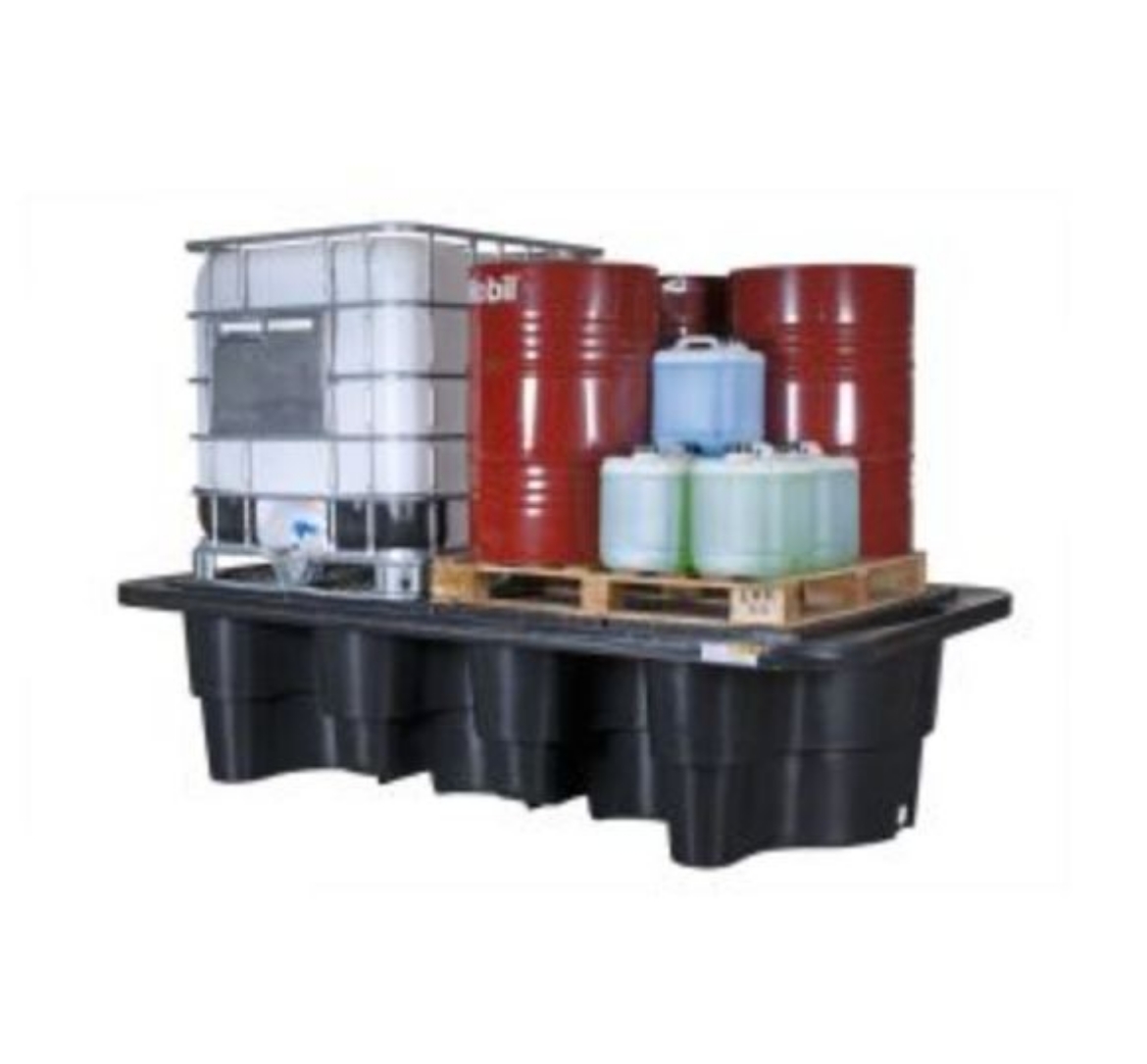 Picture of TWIN BUND FOR IBC'S STORAGE, 1470 LITRE SUMP, 4 POLYPROPELENE GRATES