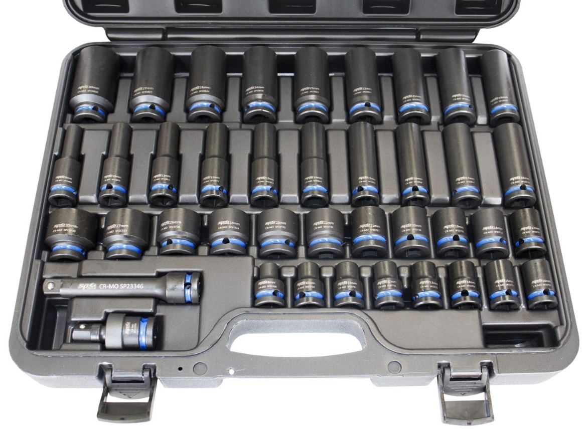 Picture of SOCKET SET IMPACT 1/2" DR - STANDARD & DEEP - 6PT - COLOUR CODED - METRIC ONLY - 40PC