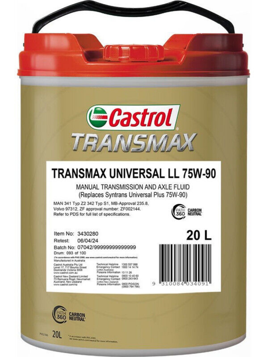 Picture of CASTROL TRANSMAX UNIVERSAL LONG LIFE 75W-90 20L