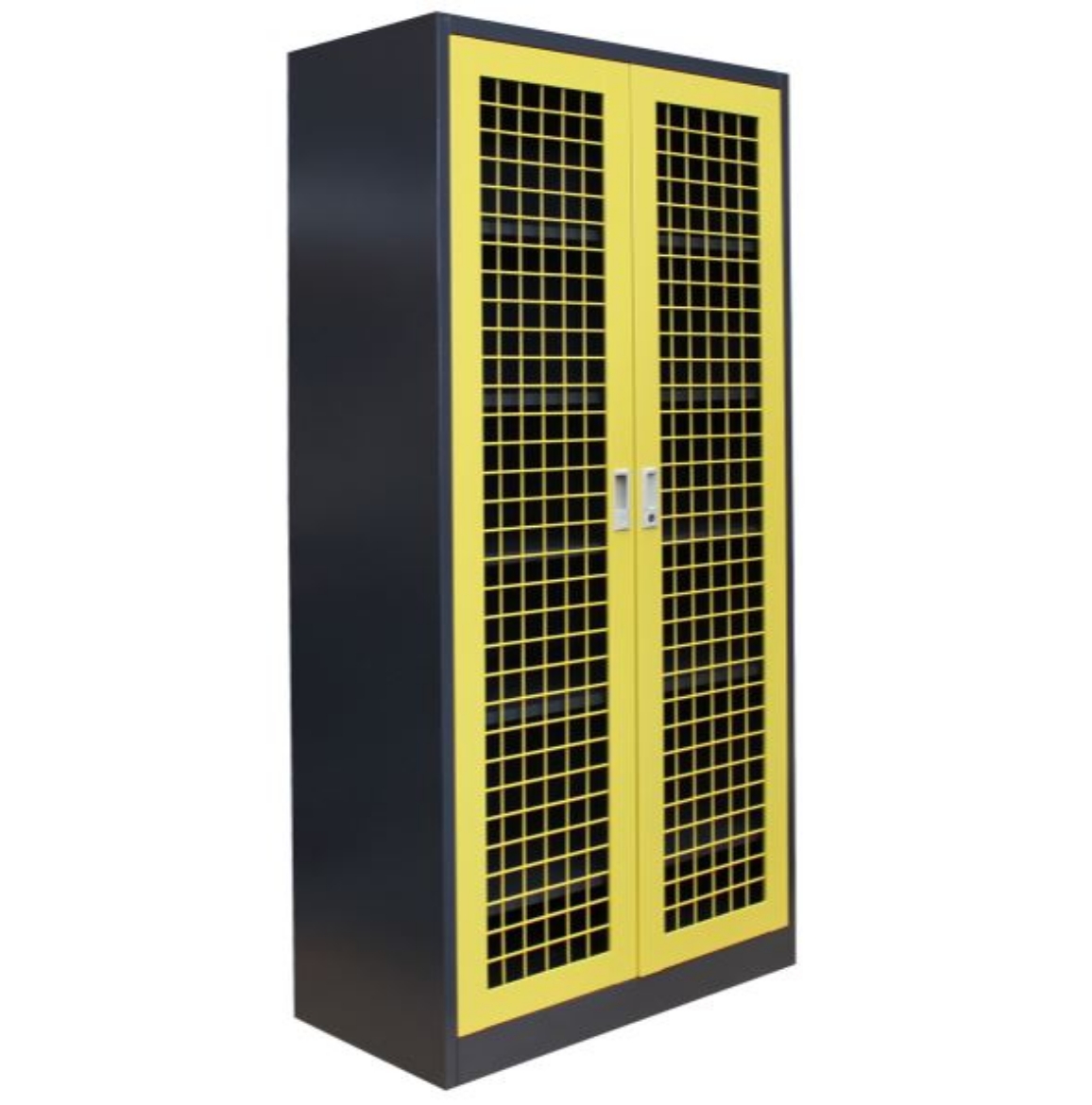 Picture of Mesh 2 Door Cabinet - Graphite Ripple with Yellow Mesh Doors