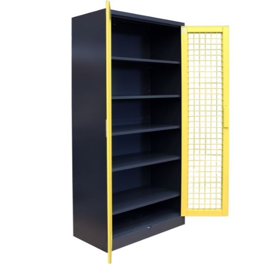 Picture of Mesh 2 Door Cabinet - Graphite Ripple with Yellow Mesh Doors
