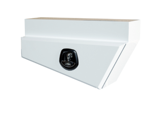 Picture of PARAMOUNT TAPERED UNDER TRAY STEEL TOOLBOX - LEFT OF WHEEL - WHITE (750L X 260W X 405H) - T HANDLE*