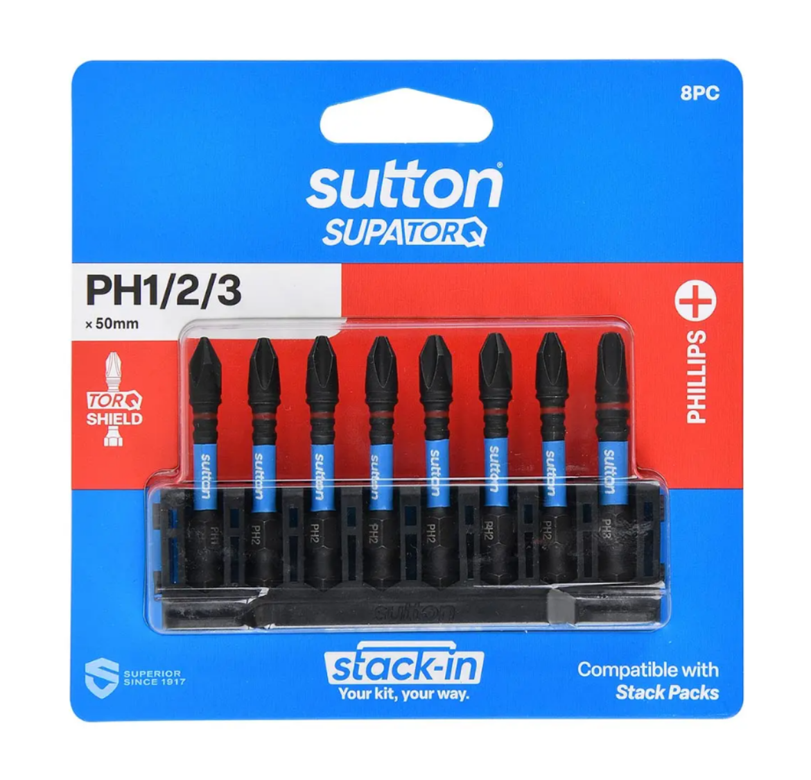 Picture of SCRDRV BIT S200 SUPATORQ PHILLIPS SET 50MM STACK-IN 8PC