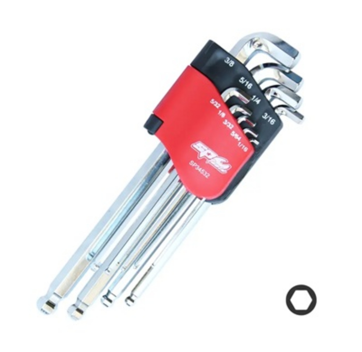 Picture of KEY SET BALL DRIVE HEX - SAE - STUBBY - COLOUR CODED - 9PC (RED)