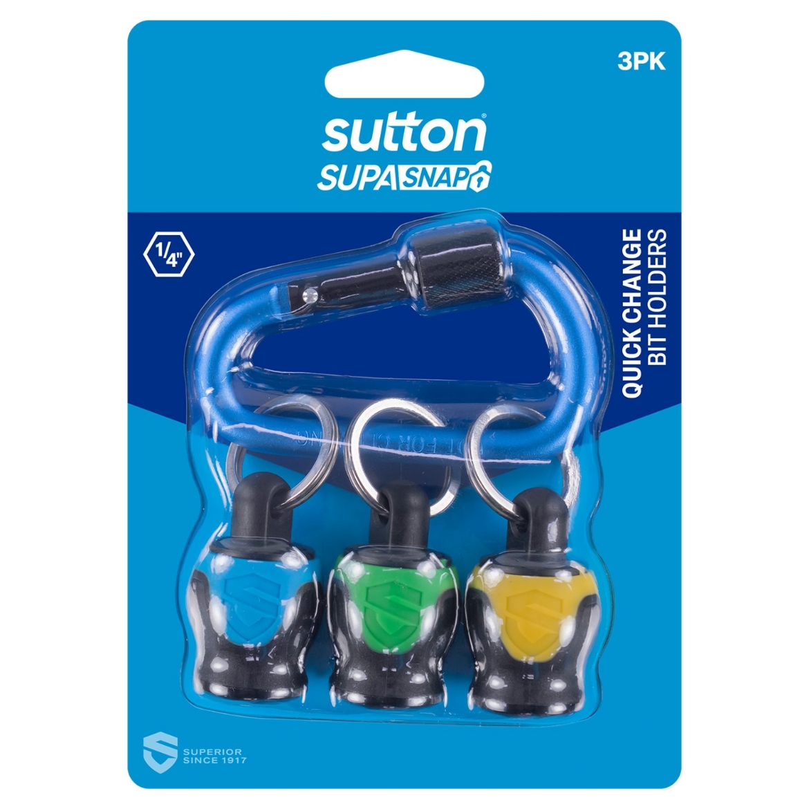 Picture of BIT HOLDER S239 SUPASNAP QUICK CHANGE BLUE/GREEN/YELLOW 3PK