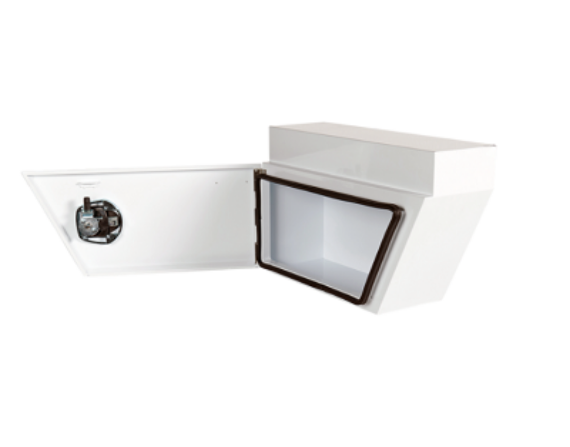 Picture of PARAMOUNT STANDARD UTE UNDER TRAY - STEEL -  LEFT OF WHEEL - WHITE (660/510L X 260W X 405H)