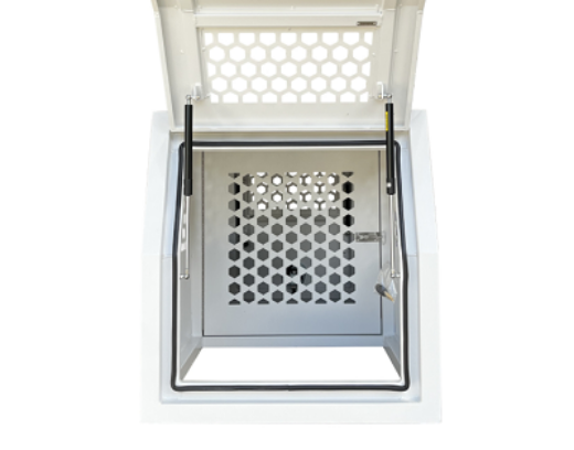 Picture of PARAMOUNT DOG BOX - DOUBLE SIDED WITH MIDDLE DIVIDING DOOR - WHITE (1800L X 800W X 850H)