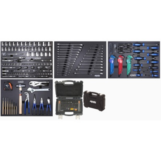 Picture of 278PC 69" APEX SERIES TOOL KIT WORKSTATION WITH BUILT-IN POWER BOARD - METRIC/SAE -BLUE/BLACK (FOAMED)