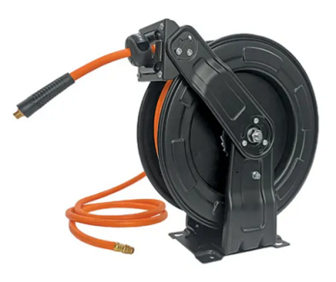 Picture of ITM STEEL RETRACTABLE AIR HOSE REEL, 10MM X 20M HYBRID POLYMER AIR HOSE WITH 1/4" BSP MALE FITTINGS