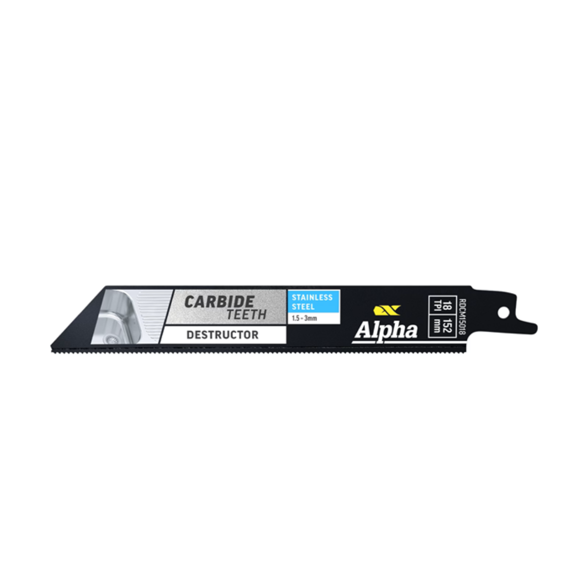 Picture of Alpha Carbide Teeth TCT Destructor Stainless Steel Recip Blade | 18 TPI - 152MM